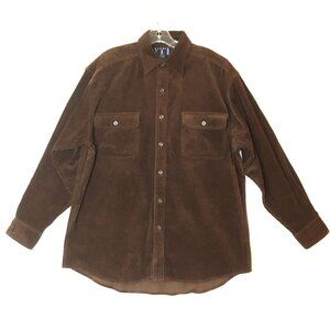 VTG 90s Men's M Shirt Jacket Shacket Brown Corduroy Heavy Button Up Studio JAB